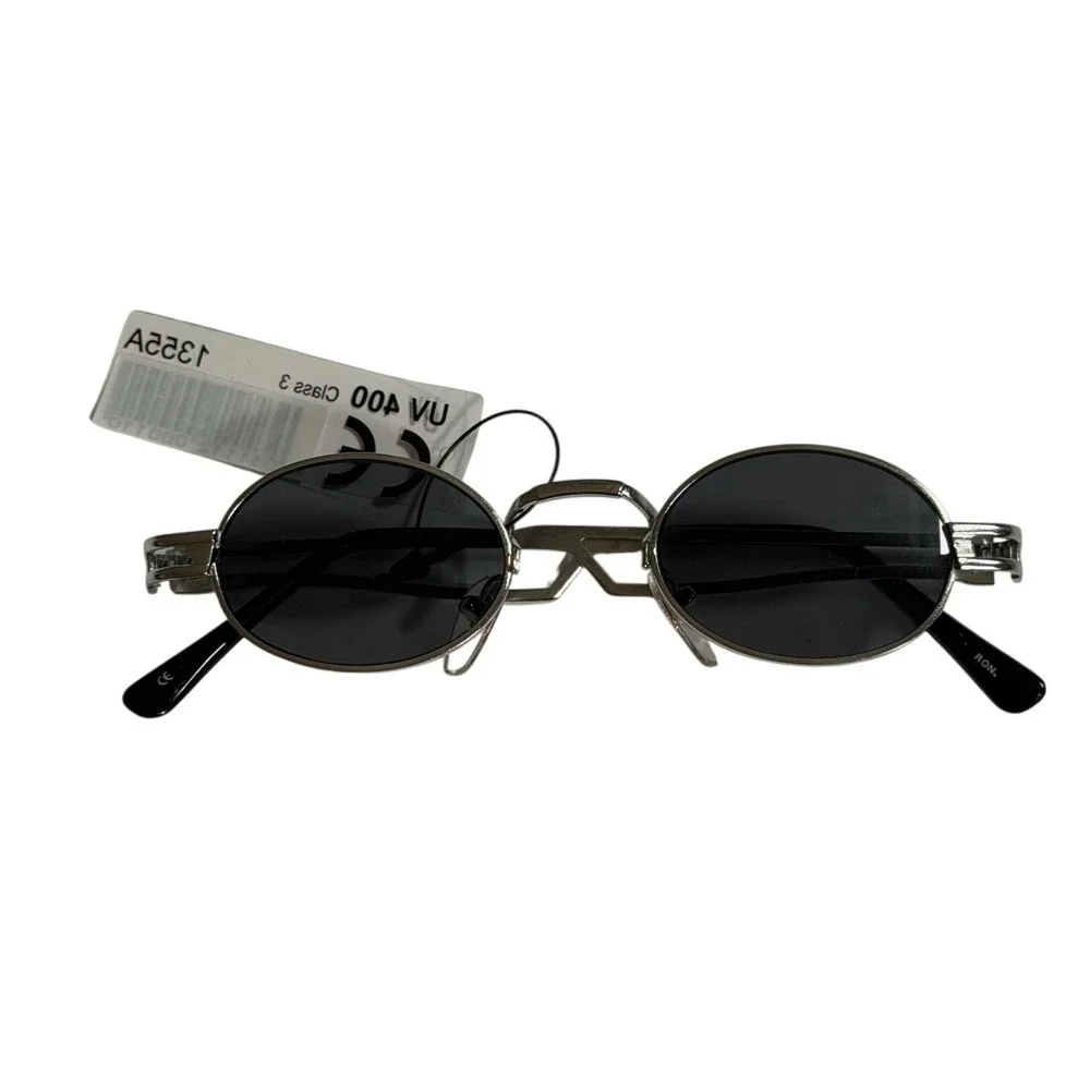 Vintage 90s Industrial Oval Metal Sunglasses